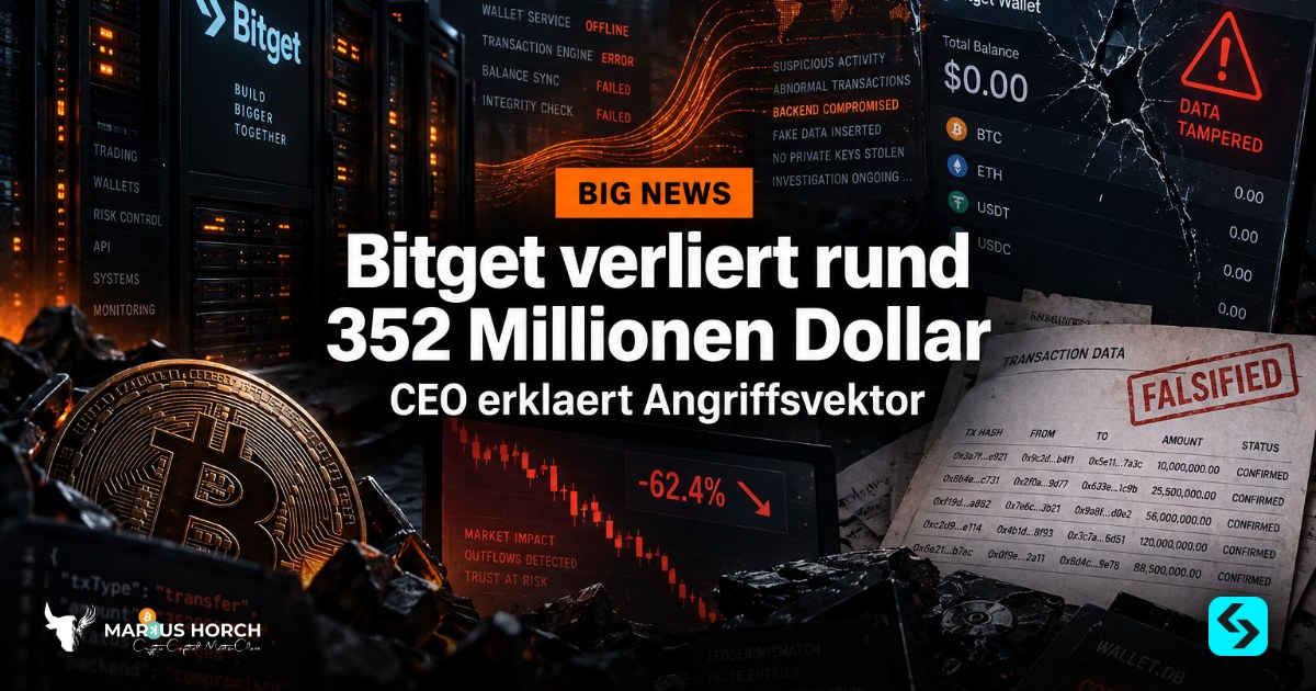 Bitget verliert rund 352 Millionen Dollar: CEO erklaert Angriffsvektor