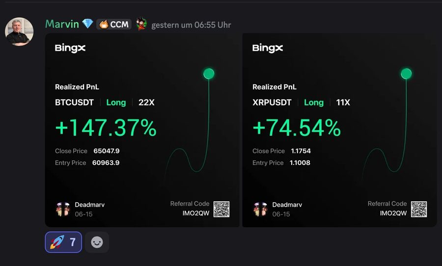 Marvin: BTC und XRP Long auf BingX